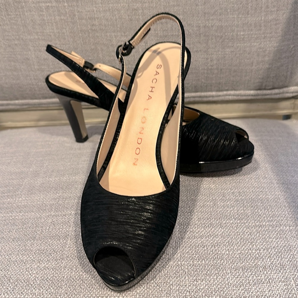 Sacha London Black Bruno Peep Toe Dress Heel size 7.5